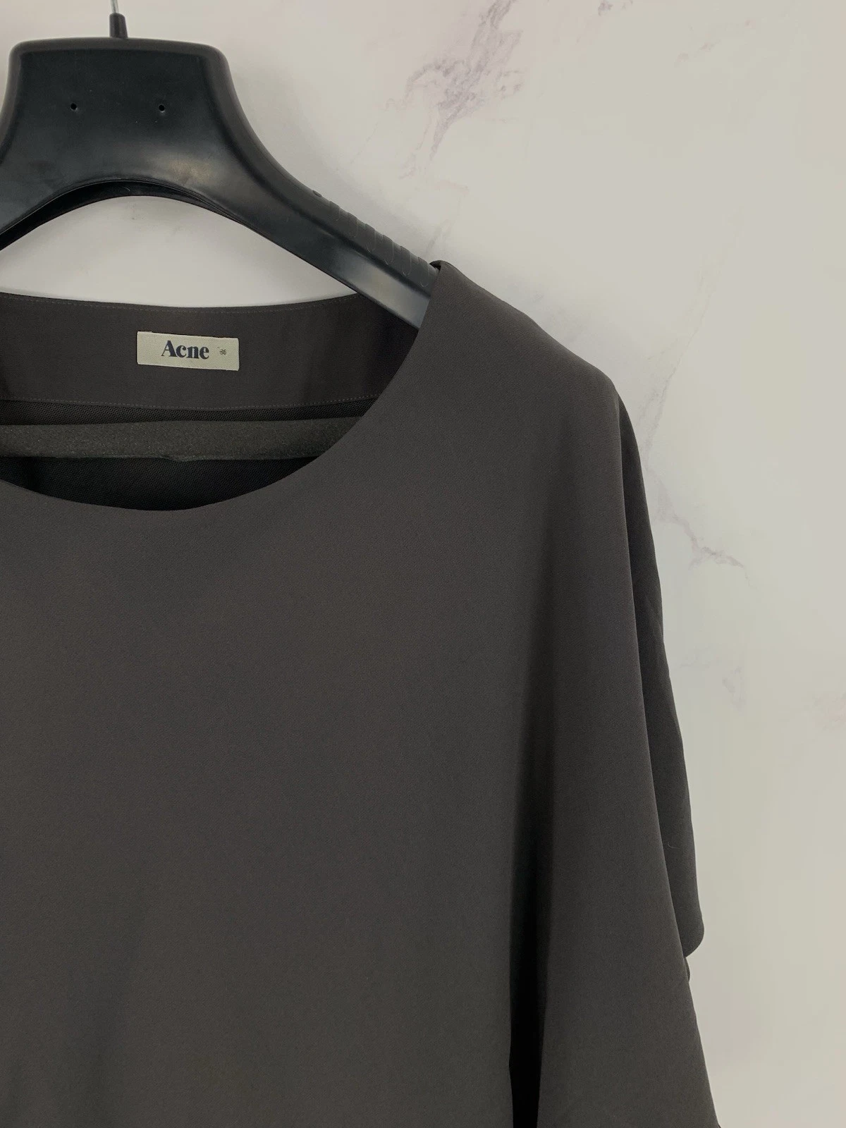 ACNE STUDIOS Abito asimmetrico Acne Designer grigio scuro con zip oversize taglia 36