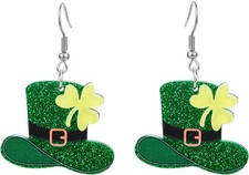 St Patrick's Day Earrings for Women Girls,Shamrock Dangle Earrings Green Clover