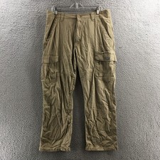 Wrangler Relaxed Fit Cargo Pants Mens 36x30 Beige Cotton Blend Hi-Rise Zip Fly