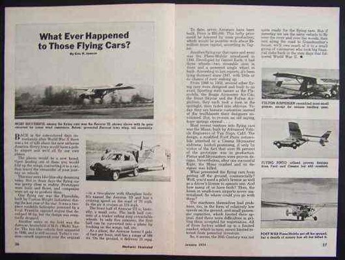 Airphibian Aerocar Plane-Mobile Flying Pinto 1974 FLYING CAR article