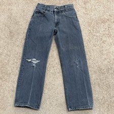 Vintage Levi s 511 Jeans Kids Sz 8 Black Denim USA Made Boys Distressed 90s
