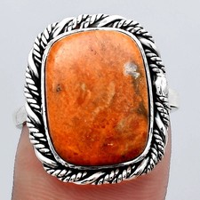 Natural Red Sponge Coral 925 Sterling Silver Ring s.8.5 Jewelry R-1013