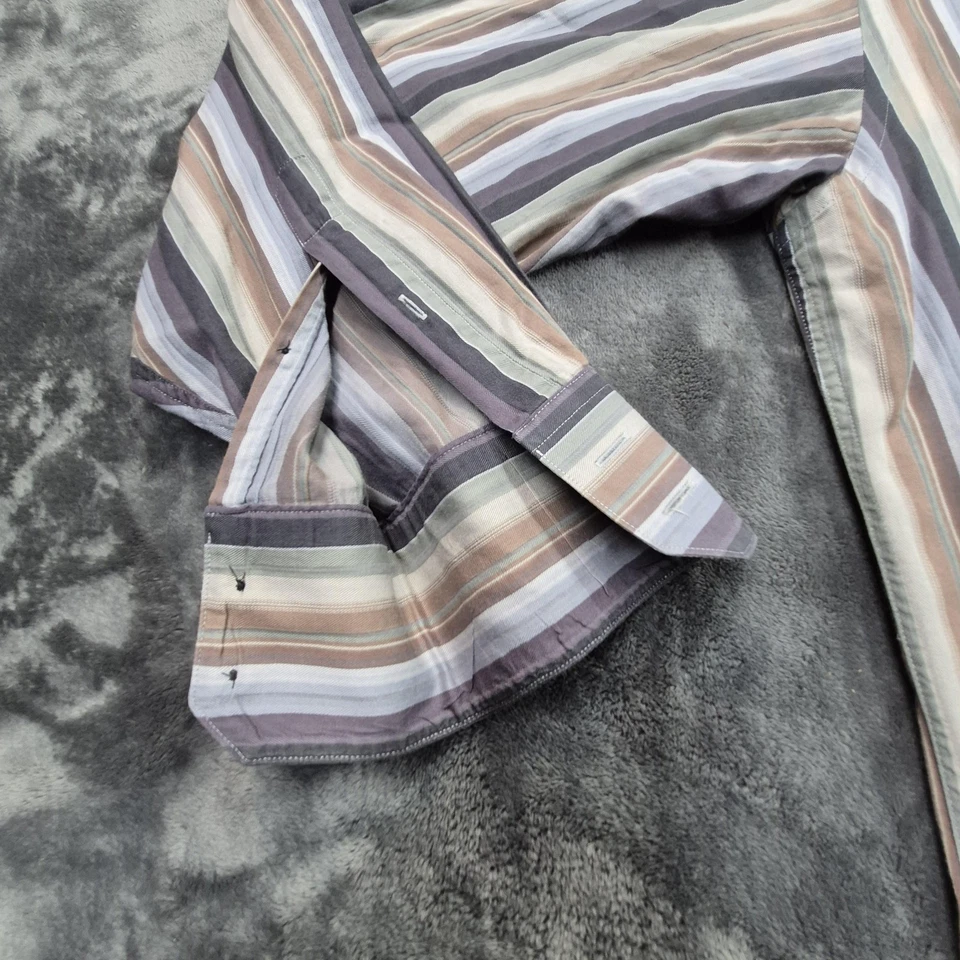 Camisa de Vestir Bachrach Para Hombres 2XL Multicolor Rayas Botón Frontal Manga Larga Bolsillo Foto 2 de 4