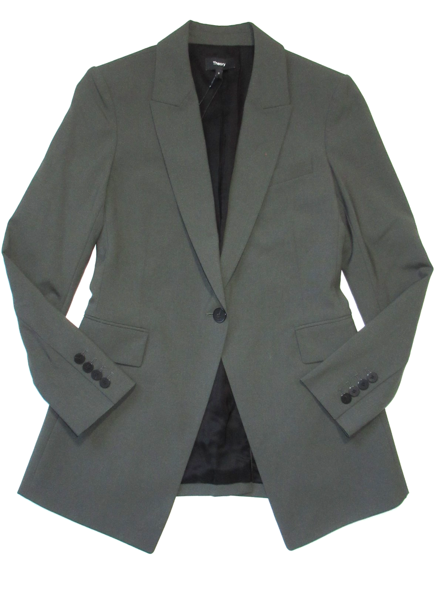 ジャケット・アウター THEORY Traceable Wool Etiennette Blazer2 NWT Theory Etiennette Blazer in Deep Green Traceable Wool Jacket 0