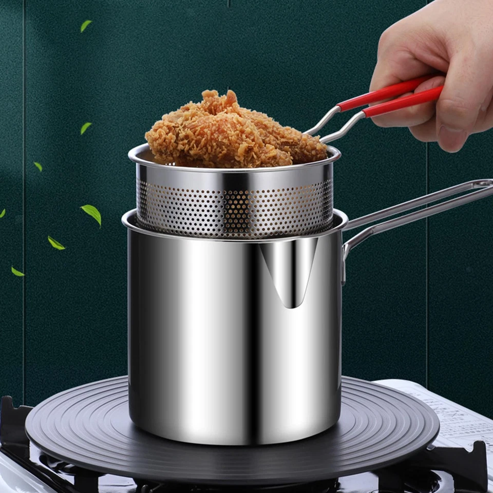 Deep Frying Pot Cooking Pot Universal with Handles with Basket Frying Basket for
