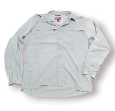 SIMMS Long Sleeve Button Up Vented Mesh Shirt Large Green Fishing Guide