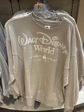 2026 Disney Parks Walt Disney World Beige Castle Sweatshirt Pullover L Large NWT