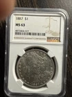 1887 Morgan Silver $1 Variety Philadelphia Business Strike NGC MS63