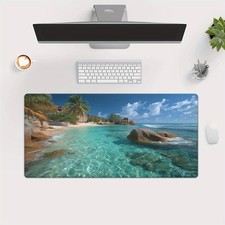 40 90cm 1pc Tropical Beach Scene XXL Mouse Pad - Non-Slip Rubber Base, Large Des