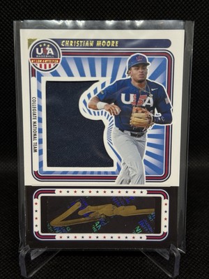 2024 Panini Stars and Stripes - USA Patch Auto Christian Moore Gold Ink /50