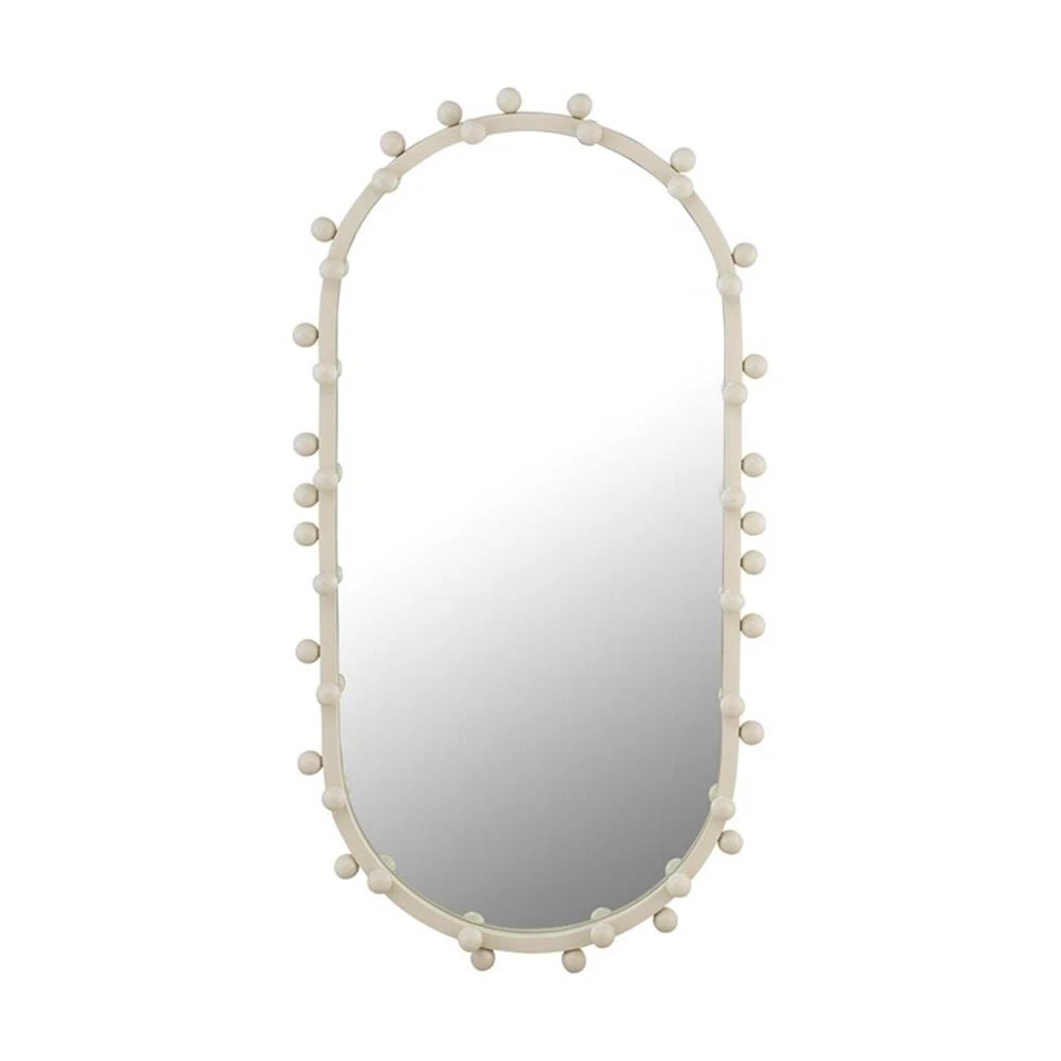 Maklaine Modern Contemporary Bubbles Ivory Large Oval Wall Mirror - Image 2 of 4
