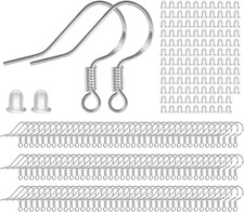 925 Sterling Silver Earring Hooks, Ear Wires Fish Hooks 120 PCS/60