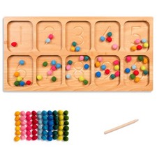 Number Sorting Tray - Wooden Counting, Sorting and Number Tracing Toy - Monte...
