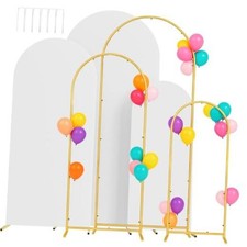 4FT, 5FT, 6FT,Metal Arch Backdrop Stand and Cover Set of 3, 4FT,5FT,6FT White