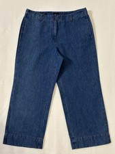 Talbots Women  s Sz 14P New England Chino Chambray Blue High Rise Pants Cropped