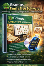 Gramps Family Tree Maker  Genealogy Software Family History Ancestry Res CD