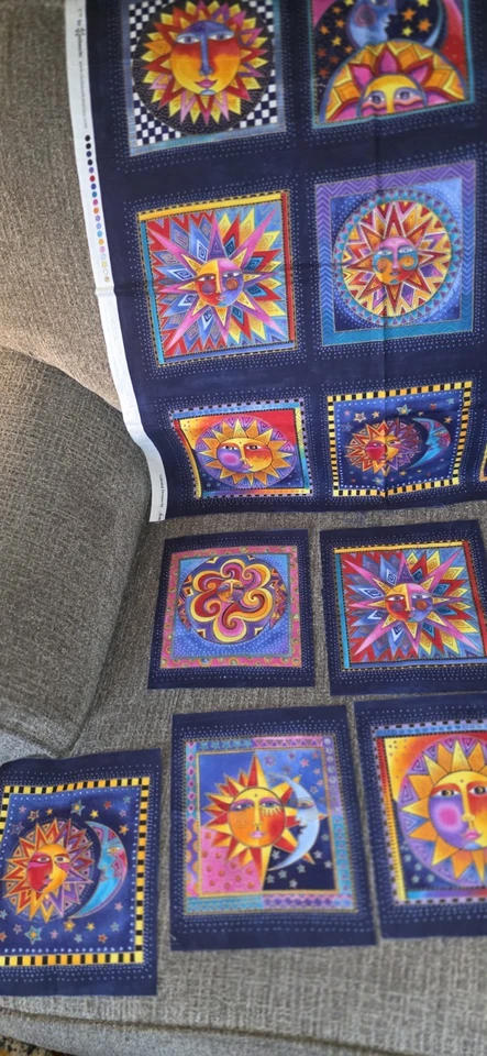 1 PANEL Clothworks Laurel Burch Celestial Dreams 18 Bloques Soles Coloridos  Foto 3 de 4