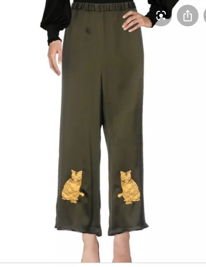 【関税&送料込】OTTOD'AME Trousers 120. Anthropologie Ottod'ame Satin Trouser Pants Kitty Cat