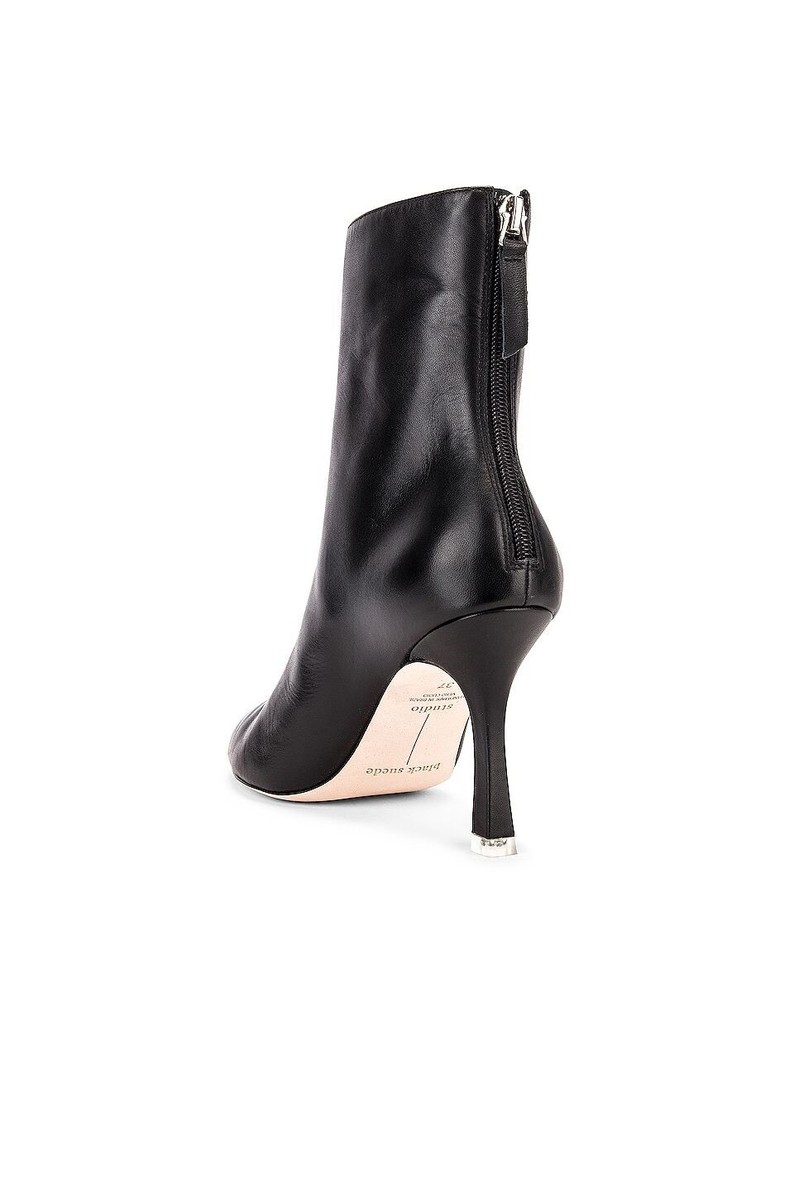 Black Suede Studio Jennifer Bootie Black Leather Heels $380