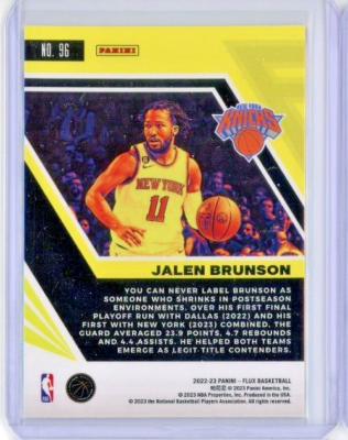 2022-23 Flux #96 Jalen Brunson - New York Knicks - MINT | eBay
