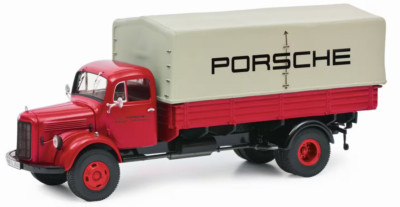 Schuco 452667800 Mercedes Benz MB L3500 Pritsche mit Plane, PORSCHE, 1:87 H0 neu