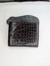 Wild Alligator Bi fold Slim Wallet croc swamp leather hide Credit Hipster JU28