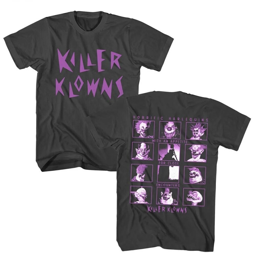 Killer Klowns Horror Movie Mens Graphic Tee Scary Harlequin Shirt-image