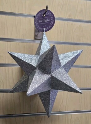 Martha Stewart 3D Polygon Glitter Silver Star Ornament 