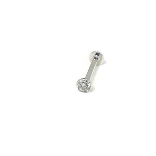 18ct White Gold 3mm created Diamond single screw back earring labret tragus bar - Bild 5 von 10