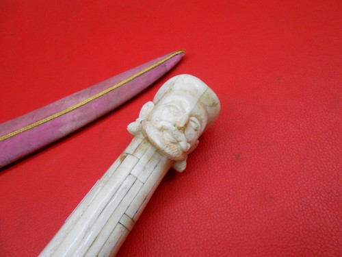 Indo Persian Damascus Mughal Jambiya Kinng Face Bone Grip A151 - Picture 11 of 12