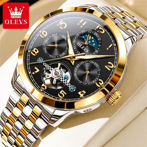 OLEVS Automatic Mechanical Waterproof Luxury Watch Date Men's Wristwatch - Picture 1 of 28
