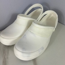 Crocs Bistro Clogs White, Black Bottom Slip Resistant Pads Women 11 Work NOTE