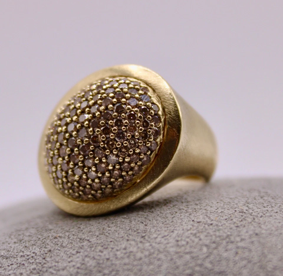 14k Gold Natural diamond dome shape cluster cocktail style ring - Image 2 of 4