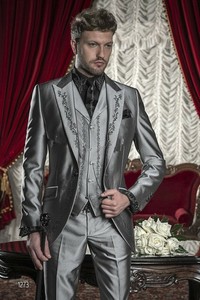 silver wedding suits for groom