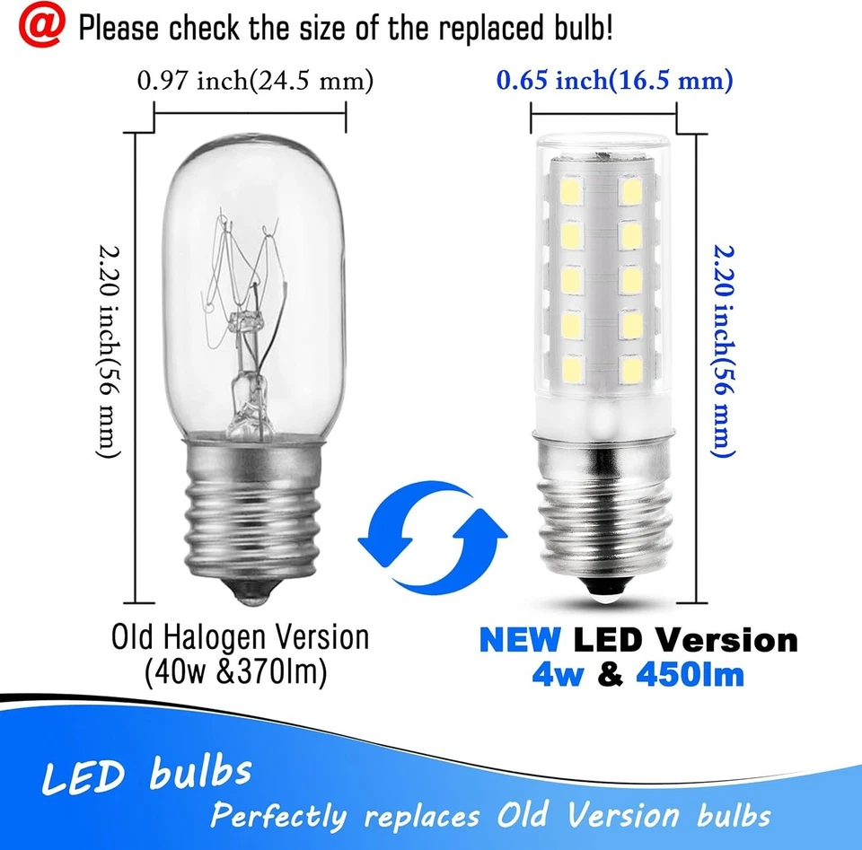 2pack, E17 LED Bulb 4W, 450lm 6000K Daylight White, Appliance Bulbs - Image 2 of 4