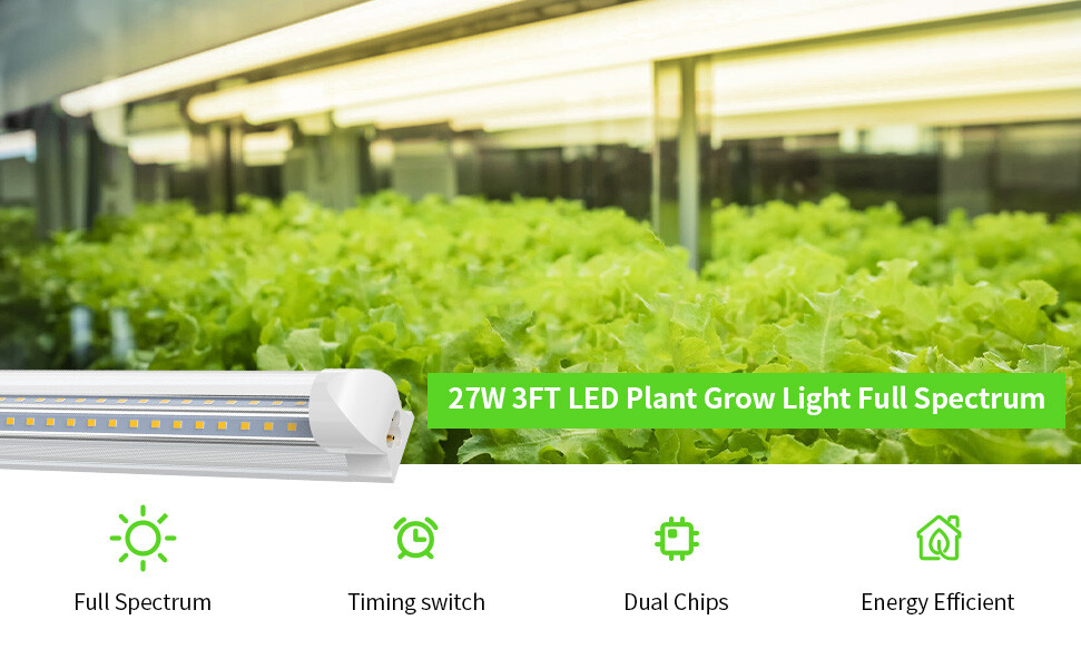 4Pack 4FT T8 LED Grow light 40W Full Spectrum LED Plant light Fixture