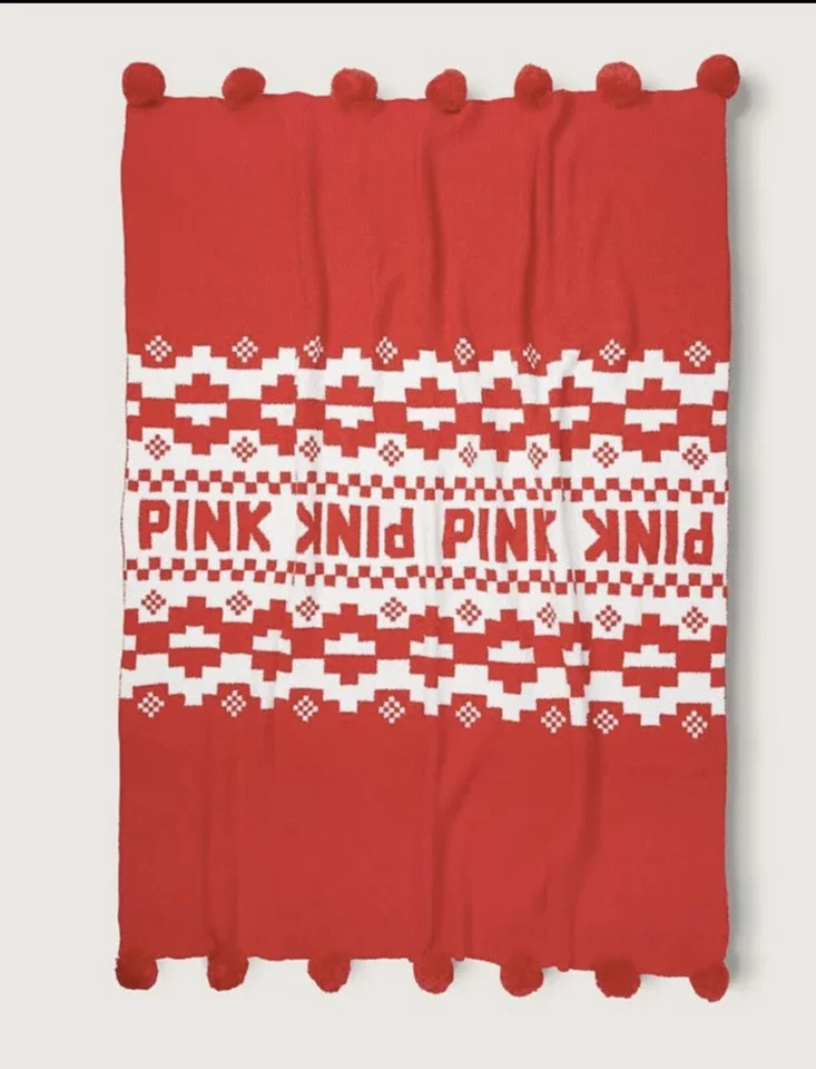 Victorias Secret PINK Blanket Marshmallow Knit W/Tassels - Image 2 of 3