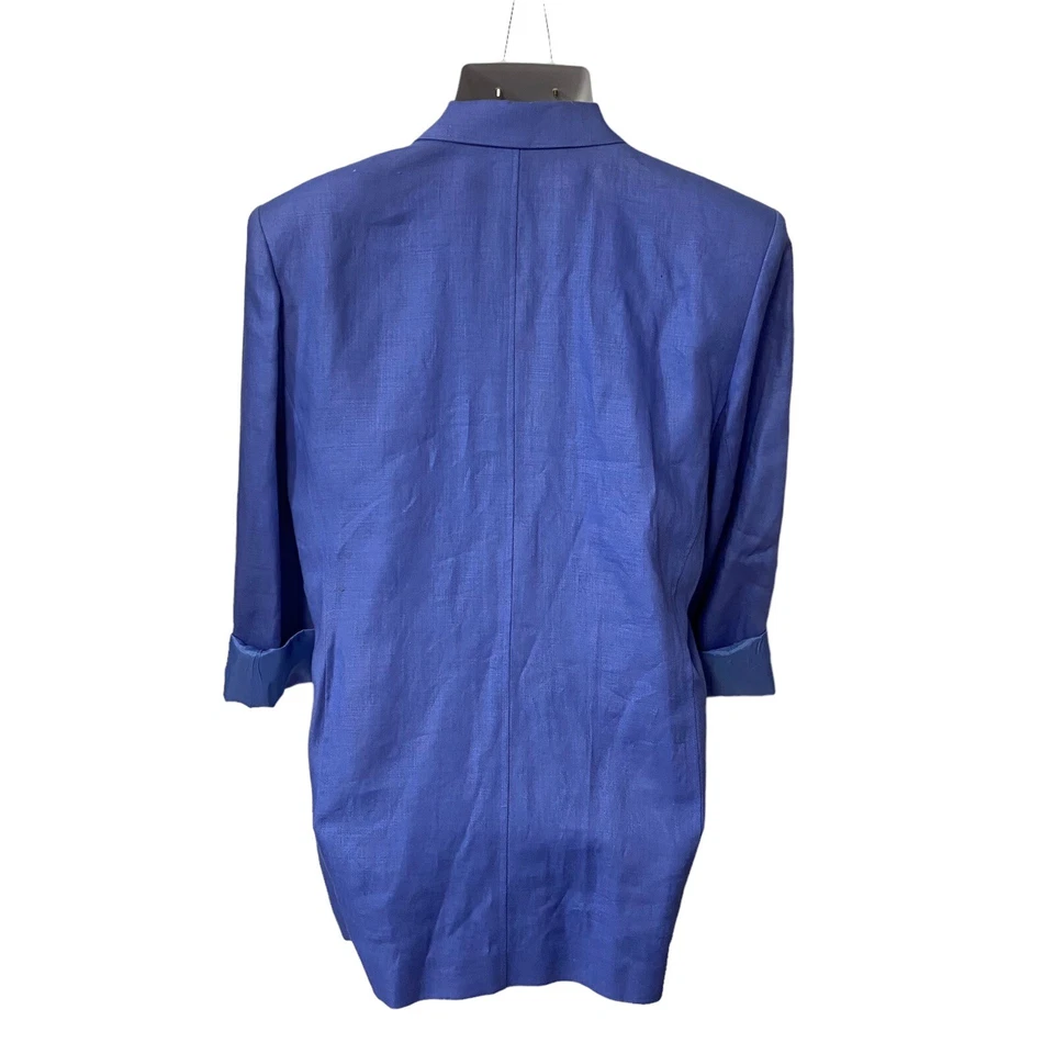 Blazer Classiques Entier Mujer Grande Periwinkle Púrpura Lino Trabajo Oficina Informal Foto 2 de 4