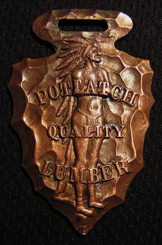 RARE ANTIQUE POTLATCH LUMBER ADVERTISING WATCH FOB  NATIVE AMERICAN INDIAN IDAHO