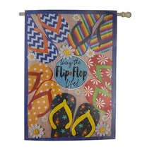 Evergreen Yard Flag Flip Flop Summer Decorative Outdoor Living 28 X 44 inches