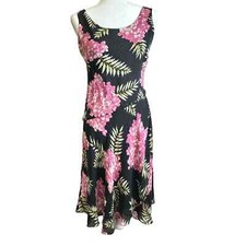 Jones New York 100% Silk Lagenlook Sleeveless Maxi Dress Women sz. 4 Black Pink
