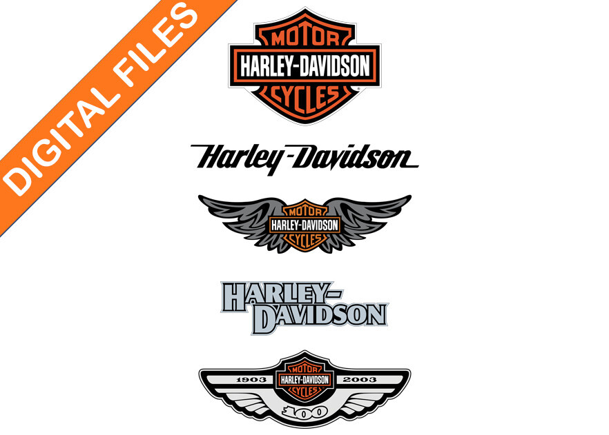Harley Davidson evolution logos - high quality images ready to