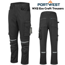 Portwest WX2 Eco Craft Trousers 4x Stretch Multi-Pockets Slim Fit Workwear Pants