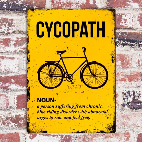 Cycopath Funny Retro Cycling Metal Sign Bike Shed Mancave Plaque Cyclist Gift - Picture 7 of 15