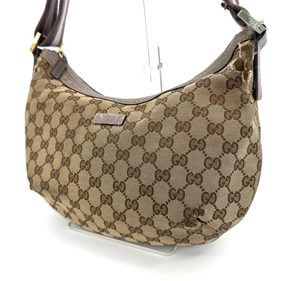 Bolsa de ombro GUCCI GG lona 181092 marrom autêntica - Imagem 2 de 4