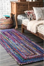 Tapis 100% coton fait main réversible zone tapis moderne vie extérieur chiffon tapis