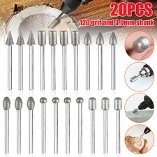20Pcs 120Grit Diamond Burr Drill Bit Grinding Carving Set for Dremel Rotary Tool