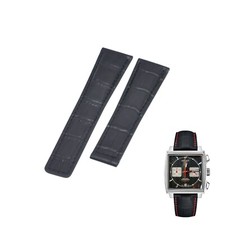 22mm Black Leather Watch Strap For Tag Heuer Monaco CAW2119 FC6289