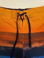 OLD NAVY CALIFORNIA Multicolored Swim Trunks With Hook  Loop  Drawstring; 34