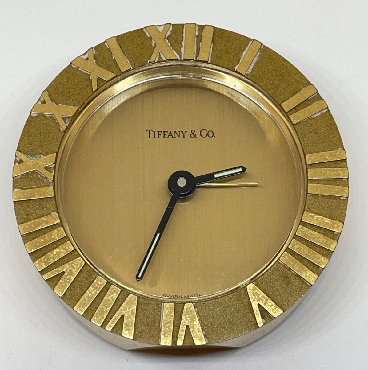 TIFFANY & CO SWISS MADE QUARTZ DESK CLOCK Runs but may need a